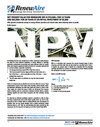Net Present Value for RenewAire ERV is $18,500+ for 10 Years and  $32,000+ for 20 Years at an Initial Investment of $2,650