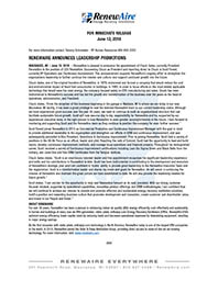 2018 June RenewAire Announces Leadership Promotions Press Release