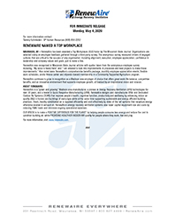 2020 RenewAire Named Top Workplace Press Release