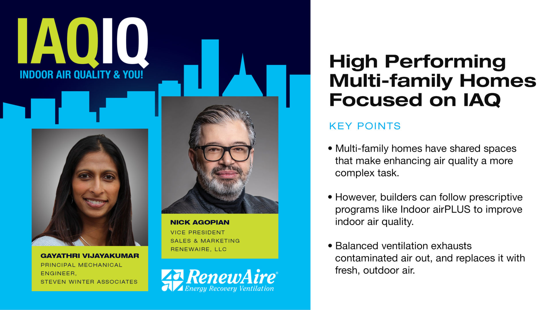 HIGH PERFORMING MULTI-FAMILY HOMES FOCUSED ON IAQ