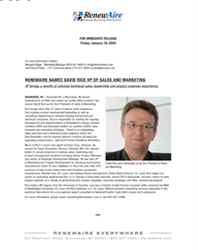 RenewAire Names David Rice Vice President of Sales and Marketing Press Release