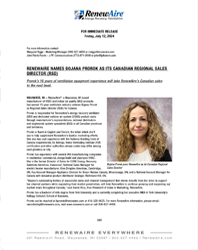 Bojana Prorok Named RenewAire’s Canadian Regional Sales Director (RSD) Press Release
